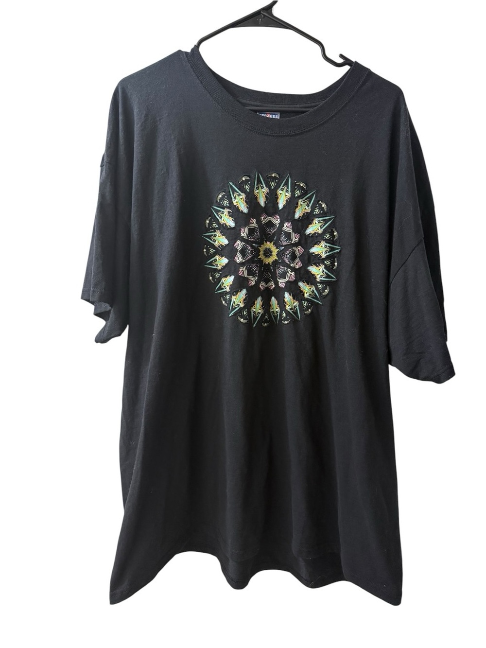Jerzees 3XL XXXL Black Abstract Kaleidoscope Graphic T-Shirt Heavyweight Blend